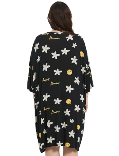 Image of KFUBUO Plus Size Nightgowns for Women Oversized Sleep Tshirts Dress Short Sleeves Sleepwear With Pocket Fit S-5XL