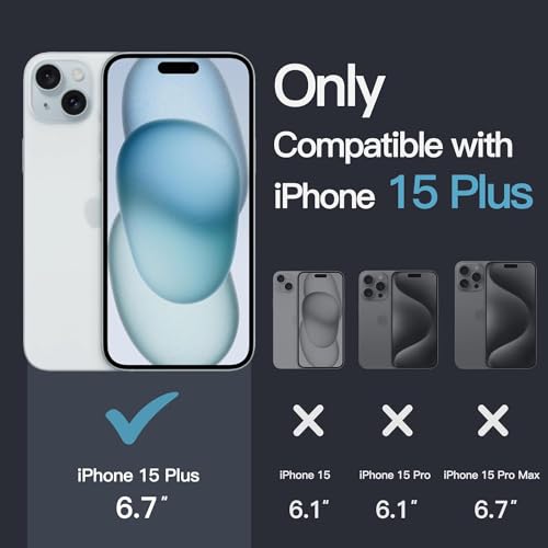 Image of DIZORO Clear Transparent Cover for iPhone 15 Plus Case 6.7 inch TPU Cover with Camera Protection for Each Lens Bumper Cases (Blue)