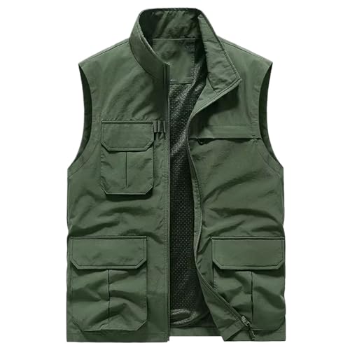 Gilet de pêche multifonction pour homme veste d'extérieur décontractée à fines épaules