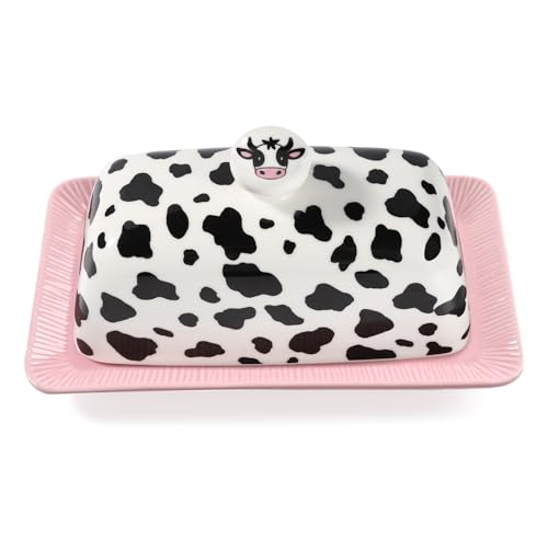 Cow Butter Dish With Lid for Countertop - Cute Funny