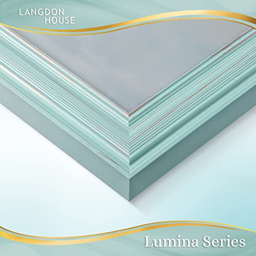 Langdon House 8X10 Real Wood Picture Frames (2 Pack, Eggshell Blue - Gold Accents), Wooden Photo Frame 8 X 10, Wall Mount Or Table Top, Lumina Collection #TOP1