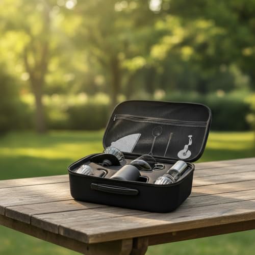 Kit café filtro con molinillo térmico portátil y estuche protector 8