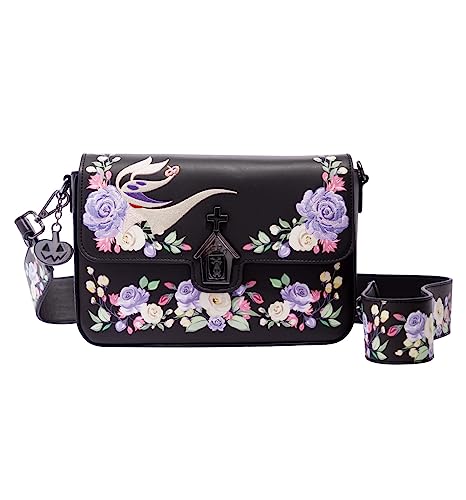 Loungefly Disney Nightmare Before Christmas Floral Crossbody Bag Black/charcoal