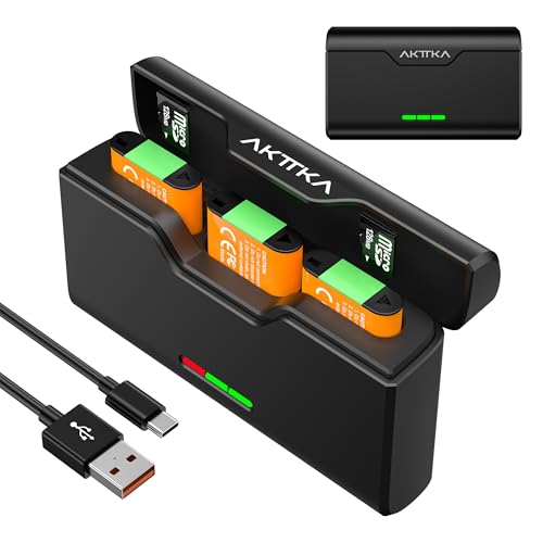 AKTTKA Lot de 3 Batteries 1380mAh NP-BX1 et Chargeur 3 Ports, Compatible avec Sony ZV-1, DSC-HX80, RX1, DSC-RX100, DSC-RX100 II/III/IV/V/VI/VII/VA, FDR-X3000,...
