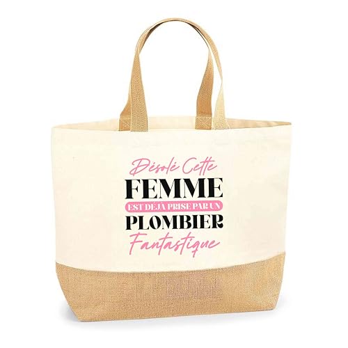 Idée cadeau anniversaire sac jute femme déjà prise plombier original