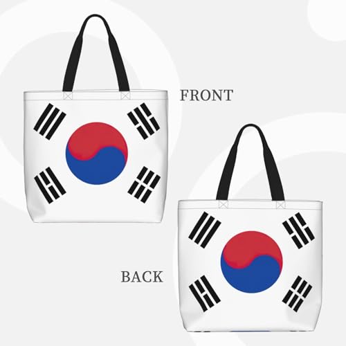 Flag Of Republic Of Korea Print Tote Bags, Large Capacity Zipper Shoulder Bag, For Shopping, Work, Daily3