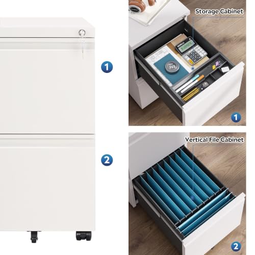 Image of DEVAISE 2 Drawer File Cabinet with Lock for Home Office, Fully Assembled
