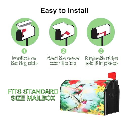 Xeerrfan Bird Mailbox Covers Magnetic Standard Size, 18 x 21 Inch Spring Printed Mailbox Wrap Dust-Proof Protection for Letterbox Postbox, Garden Yard Outdoor Decor (Hummingbird)