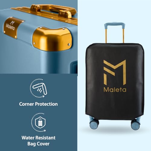 Image of Maleta Gold Series Check-in Medium + Check-in Large | 24'' and 28'' | Premium, Aluminium Frame | Luggage for Travel | Trolley Bag for Travel Set of 2 (Blue, Set of 2(Medium-Large))