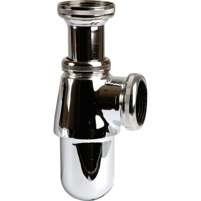 Siphon d'évier laiton chromé 1'1/2, diamètre 40 mm pour évacuation de cuisine