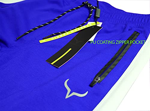 Image of Screenshot SPORTS-A4053 Mens Premium Slim French Terry Spandex Fleece Pants - Athletic Jogger Fitness Workout Gym Zipper Pockets
