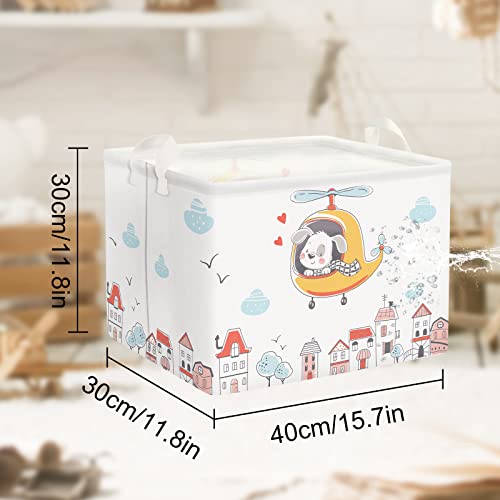 Clastyle Urban Dog Aircraft Nursery Storage Basket Clouds House Rectangle Toy Clothes Book Storage Bin, 36L #TOP6
