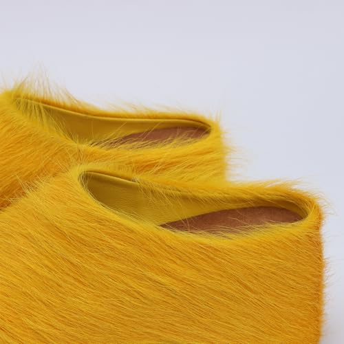 Image of XOBZJH Long-Hair Calfskin Chunky Clog Slide for Women - Memory Foam Luxury Slip on Shoes Women's Mules & Platform Clogs,Designer Mules for Women 2025
