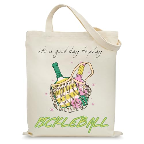 KONSOM Pickleball Gifts Canvas Aesthetic Reusable Grocery Tote Bag with Pockets for Women Graduation...