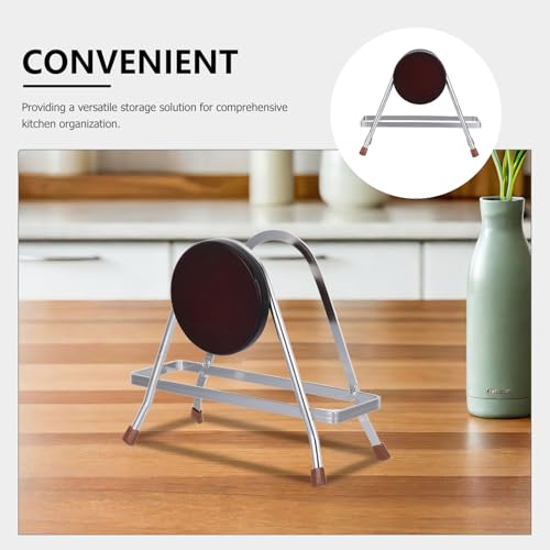 POPETPOP Stainless Steel Kitchen Storage Stand for Cutting Boards and Pot Lids – Single-Layer Countertop Organiser Rack for Bakeware and Cookware - Image 3