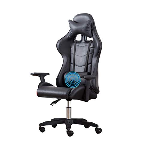 SAeWare Swivel Chair Video Game Chair, Reclining Office Chair Handrail Can Be Raised and Lowered Ergonomics Computer Chair Racing Style with Headrest and Lumbar Support,All Black