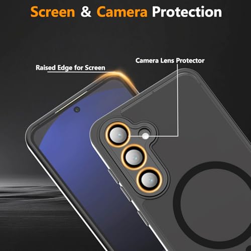 YmhxcY for Samsung Galaxy S24 FE Case with Lanyard Strap Included,[Full Camera Protection] [Compatible with MagSafe] Translucent Matte Shockproof Protective Phone Cover for Galaxy S24 FE 6.7"-Black by YmhxcY - Used condition - Image 5