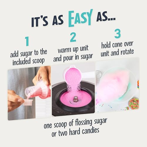 Image of Nostalgia Countertop Cotton Candy Machine - Use Normal or Sugar-Free Candy or Flossing Sugar - Includes 2 Reusable Cones and Measuring Scoop - Aqua