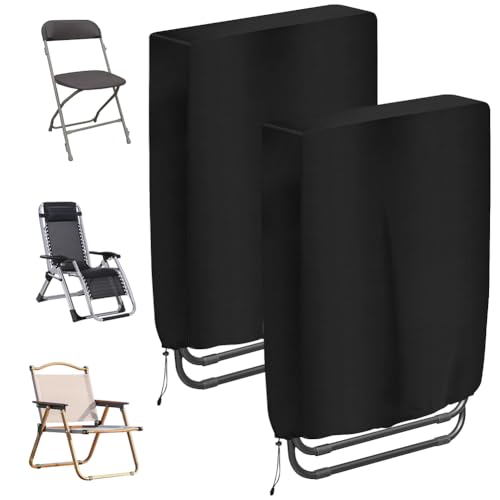 OFFCUP 2pcs Housse de Protection pour Chaise Pliante, 93*82CM Housse de Chaise de Jardin Imperméable Extérieur 210D Tissu Oxford Résistance au Vent, Anti-UV Empilable...