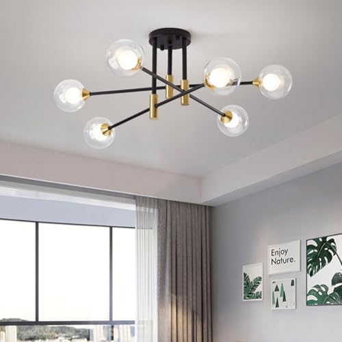Plafonnier Sputnik E27 noir design creatif pour eclairage de chambre et salon