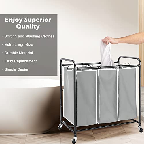 3 Bag Laundry Sorter Replacement Bags, Color You Large Hamper Cart Removable Replacement Bags, Laundry Hamper Liner Laundry Organizer Storage Replacement Bags 21.85×15×9Inch （No Hangers） #TOP4