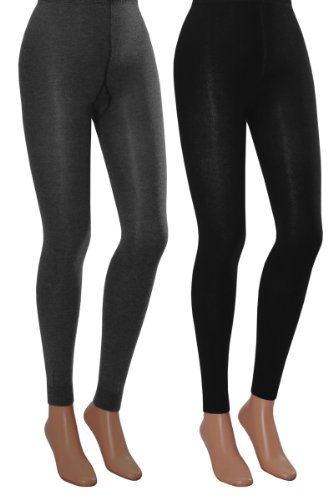 Vitasox Lot de 2 leggings thermiques pour femme en polaire - Noir - Large