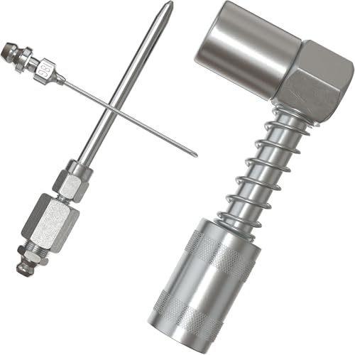 UTOOL Grease Gun Accessory Kit | 90 Degree Coupler, Needle Nozzle, Grease Injection Needle with Cap, for Hard to Reach Grease Zerk Fittings