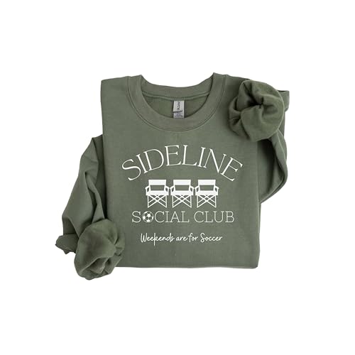 Sideline Social Club Sweatshirt – Soccer Weekend Pullover for Fans and Parents, Unisex Cozy Crewneck, Perfect Gift for Soccer Lovers