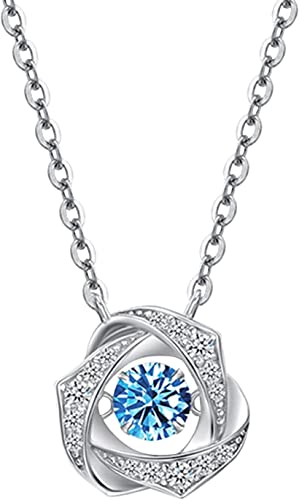 Heart Of The Ocean Necklace, Bright Heart Clover Rose Smart Necklace Silver Plated Blue Zirconia Fashion Beating Heart Pendant Clavicle Chain Party Prom Valentine's Day Jewellery #TOP4