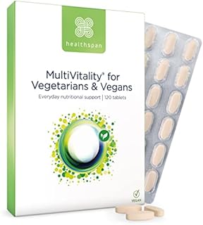Healthspan Multivitamin for Vegetarians & Vegans (120 Tablets) | Promotes Immune Health and Energy Levels | Supports Bones, Teeth & Muscles | Includes Vitamins B12 & D, Calcium, Iron & Zinc | Vegan