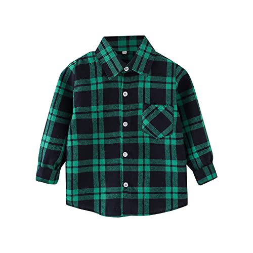 Toddler Boys Girls Jacket Long Sleeve Lapel Button Down Plaid Shirt Fall Winter Clothes