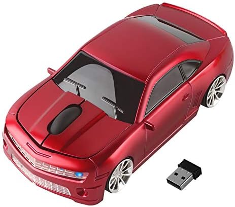 FIRSTMEMORY Car Mouse Wireless, 2.4G Wireless Sport Car Shaped Mouse Cool Optical Mouse Novelty Cordless Mice, 1600 DPI for PC Desktop Mac Laptop (Red)
