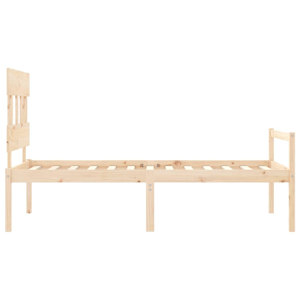 Massivholz Kiefernholz Seniorengerecht 45cm Sitzhöhe 90 x 190 cm Braun | Seniorenbett mit Kopfteil Massivholz Kiefernholz 90x190cm 45cm Sitzhöhe Bettgestell mit Stauraum und Lattenrost
