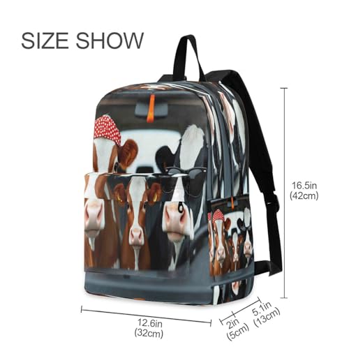 Dussdil Funny Cow Driver Cars Kids Backpack Backpacks for Boys Girls Teen School Bookbag Laptop Bag Daypack Large Travel Sports Bags2