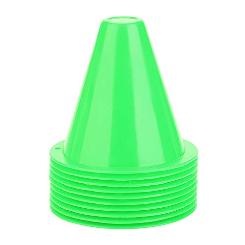 Yosoo Health Gear Training Traffic Cones 3in, 10Pcs Football Training Cones, Soccer Training Holder Marker for Outdoor Activity Football Soccer Training (Green)