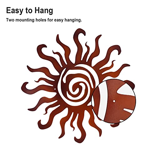 12 Inch Metal Sun Wall Decor Outdoor, Wacky Sun Metal Wall Art For Living Room Patio Garden Bathroom Fence Bedroom (Brown) #TOP4