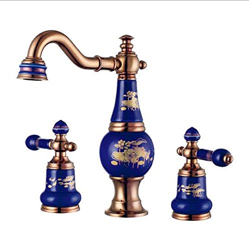 Robinet de lavabo en céramique anti-fuite en laiton doré rose de bain