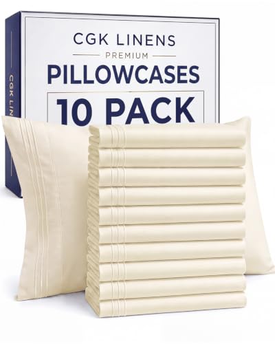 King Standard Pillow Cases Set of 10 - Soft Pillowcase Covers - Off White