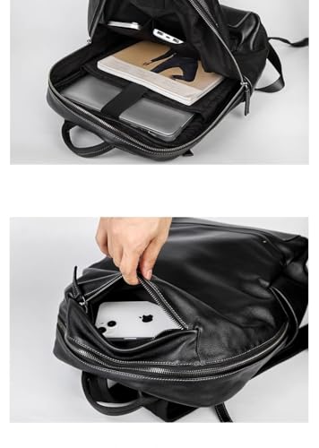 Sac à dos en cuir de vache véritable pour homme à grande capacité