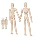 2 Pack 12 Inches Tall Wooden Mannequin Artist Manikin with Stand - Great for Drawing or Desktop Decor （Men and Women/Dad and Mom ）