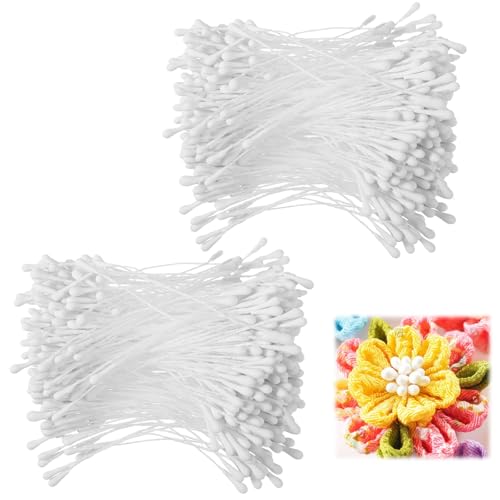 Matwsec 700PCS 2mm Stamens for Flower Making Flower Stamens Matte White Double Heads Floral Stamen for Mothers Day Wedding Artificial Flowers Crafts Christmas Card Scrapbook Decoration