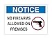 Supply360 Vinyl Adhesive Workplace Notice NO Firearms Allowed ON Premises Sign, 7