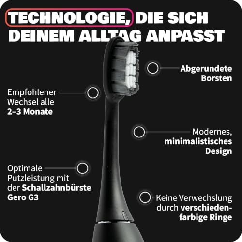 Zahnheld Bürstenkopf Basic Medium 3er-Set, Gero G2&G3, mittelhart, Schwarz – Ansicht 4