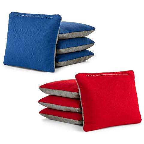 Tailgating Pros Red Royal Blue Pro-Style Cornhole Bags Two-Sided Slick & Stick Resin-Filled Suede and Duck Canvas Set of 8 Cover