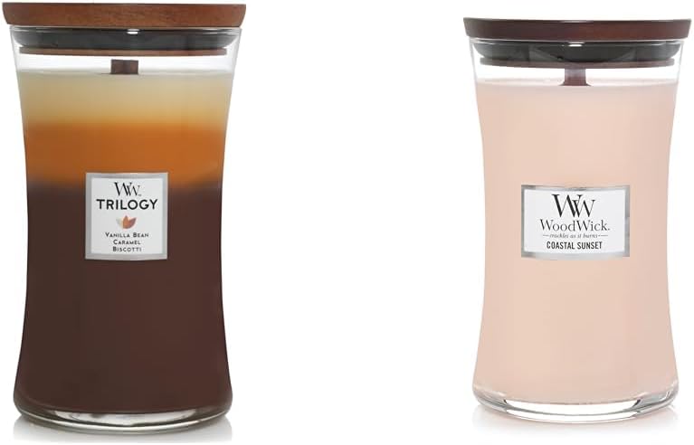 Large Hourglass Candle Bundle - Cafe Sweets and Coastal Sunset Scents, Soy Wax, Pluswick Wicks, Made in USA