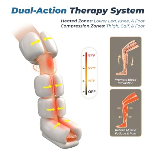 Image of Flexnest Heated Leg Massager, 3-in-1 Leg Compression Massager for Circulation and Pain Relief Air Compression Foot, Calf, Thigh Massager with Handheld Controller - Black Flow