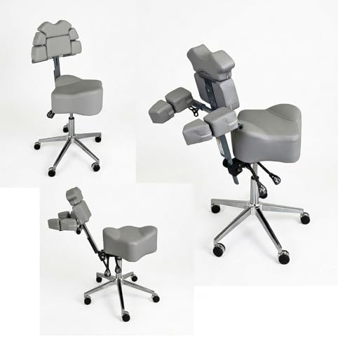 InkBed Patented Ergonomic InkStool Artist Chair Stool and Straddle Seat with Back Support, Gray