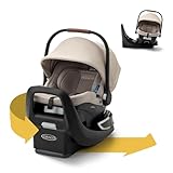 Graco SnugRide Turn & Slide Infant Car Seat, Rear Facing Rotating Car Seat with Base for 4-30 lbs. with 180 Degree Turn for Easy Access, Lightweight Carseat with SnugLock Technology, Sandstone