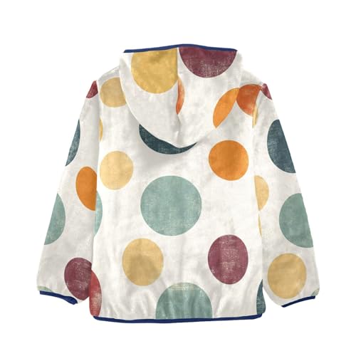Dots Pattern Girls Fleece Jacket Girls Fall Jacket Girls Zip Up Hoodie Girls Sherpa Jacket 2-10T2