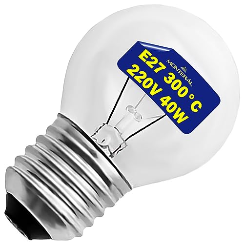MONTERAL Bombilla E27 para Horno - 220V 40W 300°С - Tiene Forma de Esfera